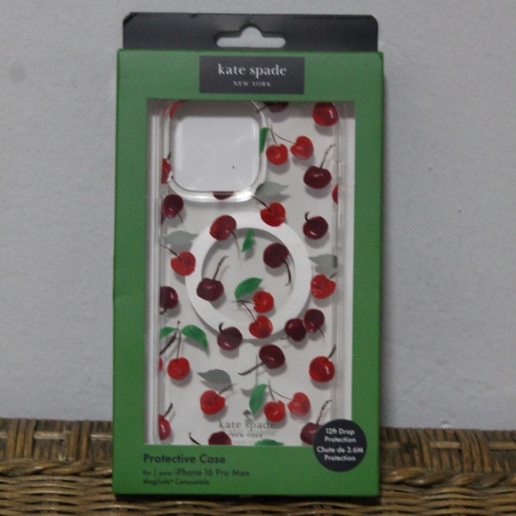 Kate Spade. New York.  Cherry Protective Case.  iPhone 16 Max Pro. - Picture 1 of 6